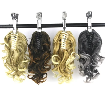 Soowee 8 Color Curly High Temperature Fiber Synthetic Hair Pony Tail Hairpiece Blonde Gray Clip In Hair Extensions Claw Ponytail 2