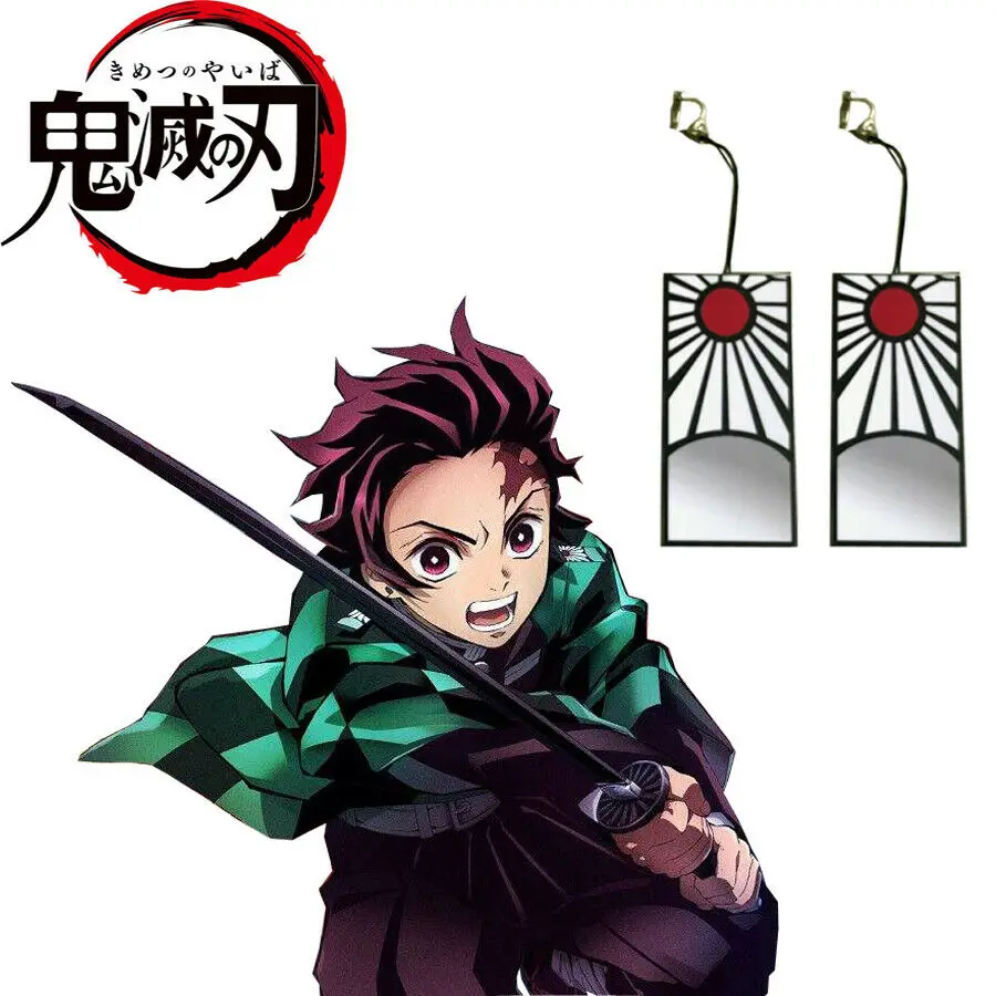 

Anime Demon Slayer:Kimetsu no Yaiba Kamado Tanjirou Cosplay Earrings Halloween Ears Clip Costume Prop