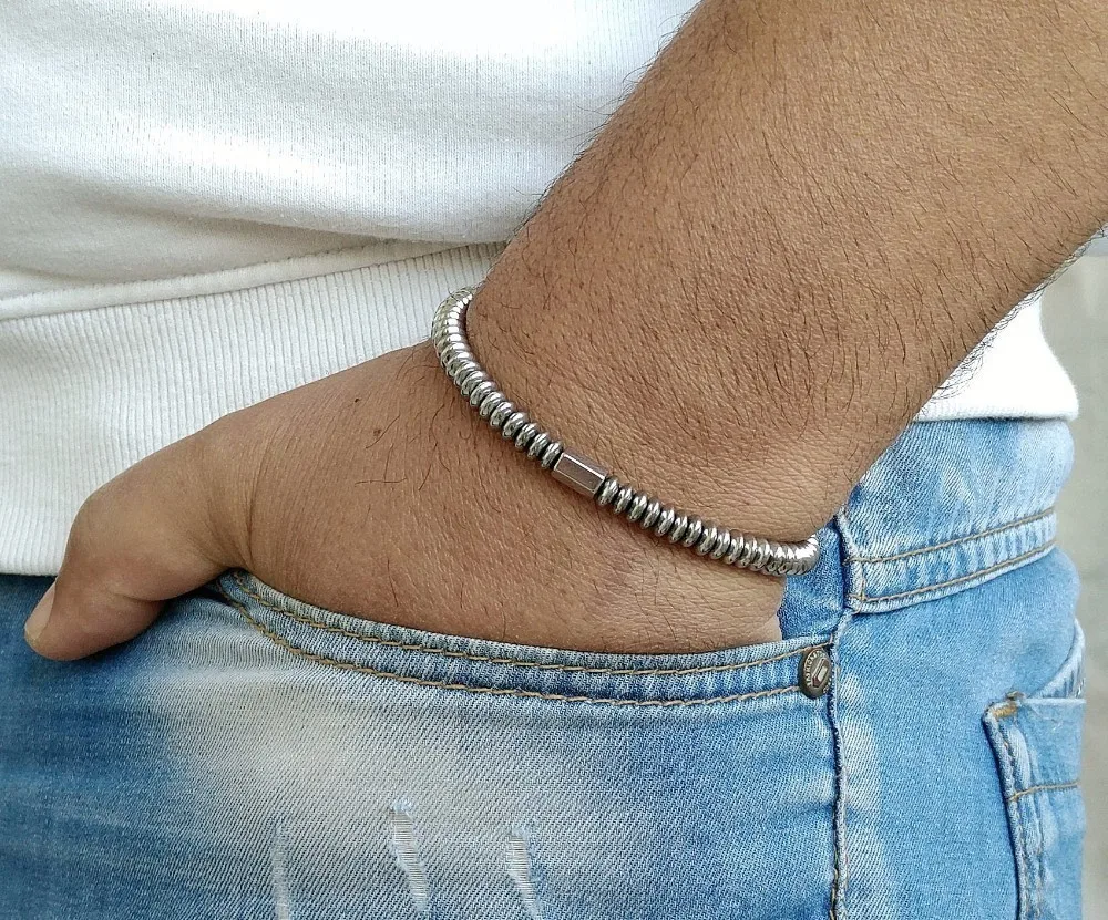 Pulsera Hombre модный роскошный мужской браслет ручной работы браслет из гематита и бусин для мужчин ювелирное изделие подарок