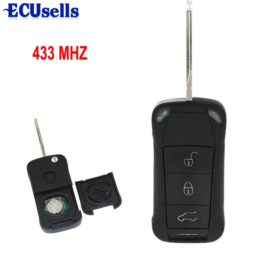 

3 Buttons Remote Key Control Fob 433MHZ for Porsche Cayenne 2004-2012 With Uncut blade