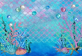 

Vinyl Photography Backdrop Mermaid Scales Glare Birthday Banner Photo Studio Booth Background Newborn Baby Shower Photocall