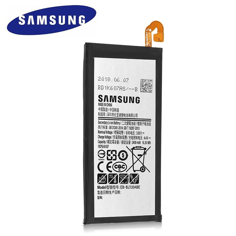 100% Оригинальный Батарея EB BJ330ABE для Samsung Galaxy J3 2017 SM J330 J3300 издание 2400 мАч мобильный