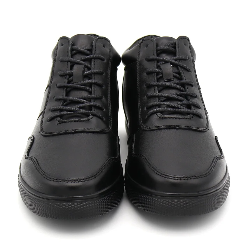 BIMUDUIYU/большие размеры; Мужская Повседневная теплая обувь из натуральной кожи; плюшевые ботильоны на шнуровке; классические черные зимние ботинки на плоской подошве