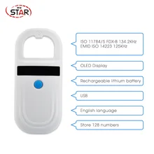Портативный rfid 134,2 кГц считыватель ISO11784 FDX-B протокол считыватель rfid-меток для животных pet считыватель чипов для чтения домашних собак, кошек, отслеживания рыбы