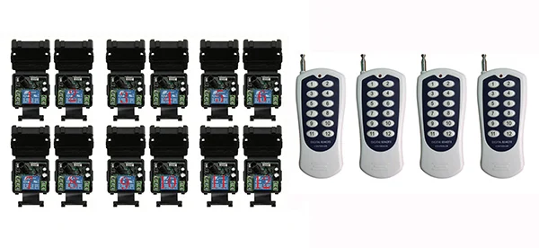 

DC 12V 1CH RF Wireless Remote Control Switch System Transmitter+Receiver,315/433 MHZ /lamp/ window/Garage Doors