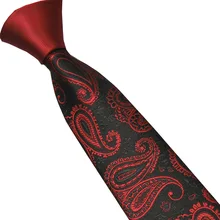 Мужские галстуки LAMMULIN с красным узлом контрастного черного цвета с красными турецкие огурцы, жаккардовый шейный платок из микрофибры тощий галстук 6 см