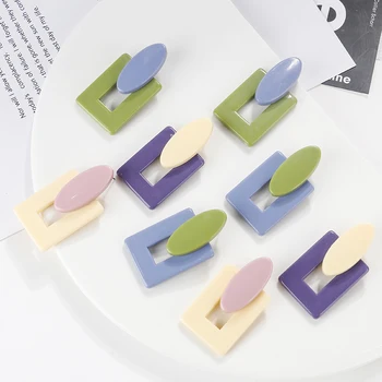 

AENSOA 6 Colors 2019 Korean New Large Geometric Acrylic Fashion Earrings For Women Girl Rectangle Shape Resin Pendant Earrings