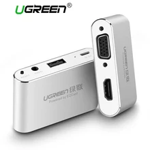 Ugreen 3 в 1 звуковая карта USB к HDMI VGA + видео конвертер Цифровой AV адаптер для iPhone 8 7 plus 6 S iPad samsung