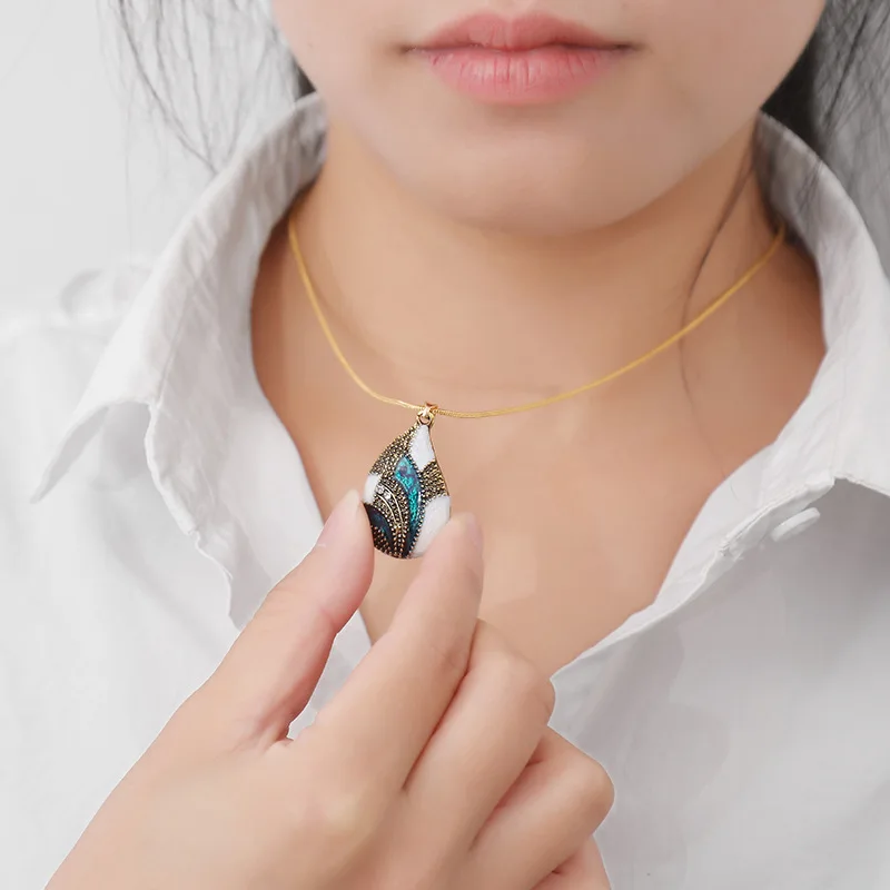 Винтажное роскошное ожерелье с каплевидными кристаллами кулон ожерелье синий опал в форме капли свадебное ожерелье s серьги кольцо для женщин ювелирные наборы