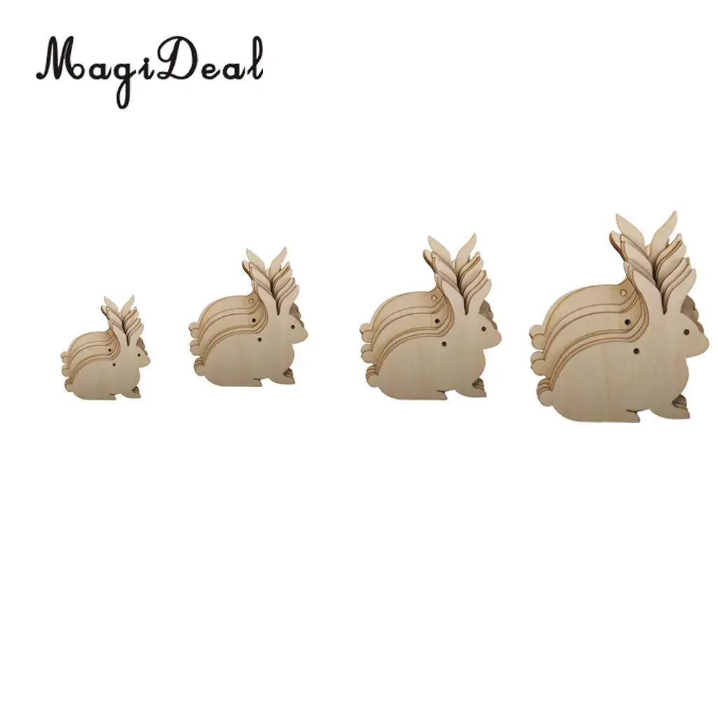MagiDeal 10 pcs Wooden MDF Rabbit Shape Tags Decoration 8 cm Rabbit Embellishments Crafts Wedding Love Tags String Hanging