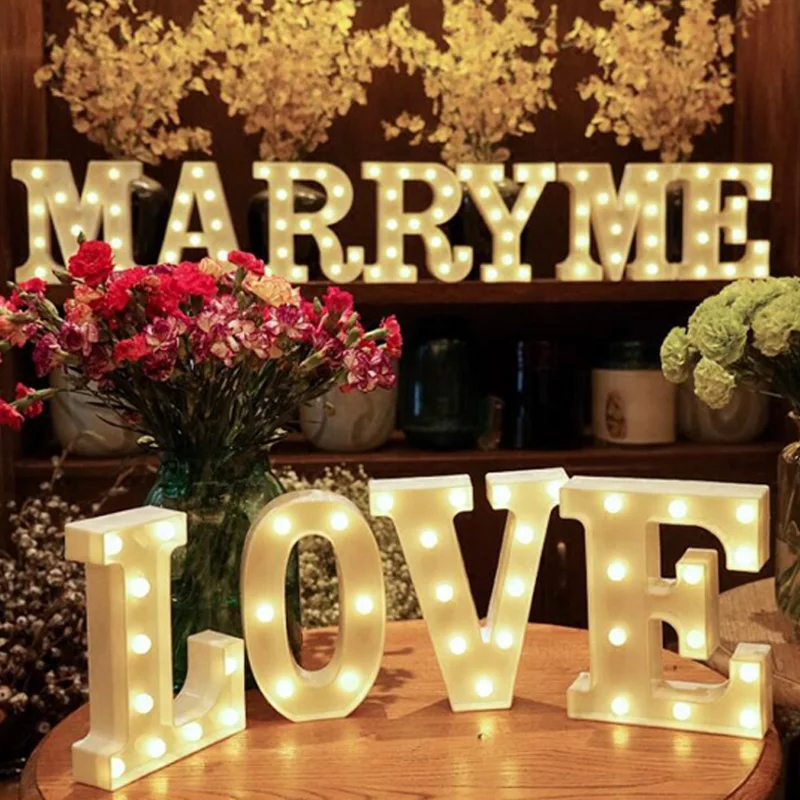 LED Letter decor Night Light Marquee Sign Alphabet Lights Lamp Home Club Outdoor Indoor Wall Wedding Decor Valentine's Day Gift (3)