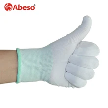 ABESO, 12 пар, рабочие нейлоновые перчатки, 13 калибра, Вязаные Белые износостойкие перчатки для чистки, рабочие, эксперименты, защитные рабочие перчатки A7006