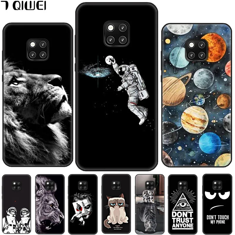 

6.39'' Funda For Huawei Mate 20 Pro Case Silicone Black Soft TPU Back Cover For Huawei Mate20 Pro Case 20Pro Pro20 Fashion Lion