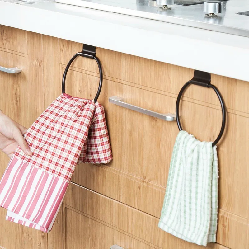 Towel Iron Ring Holder Kitchen Storage Rack Dishcloth Drying Rack For