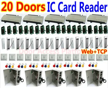 

20 Door Turnkey Full Kit Web IP Controller with 20 pcs M1 IC Card LED Reader+Input 230V UPS Power supply box +Door Magnetic Lock