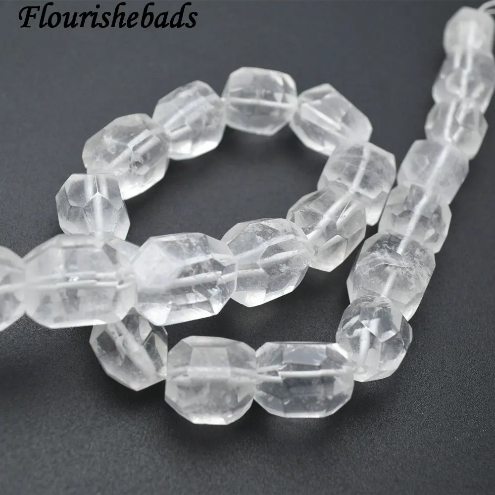 

Natural Clear Crystal Quartz Surface Cutting Big Nugget 13x18mm Irregular Tube Stone Loose Beads