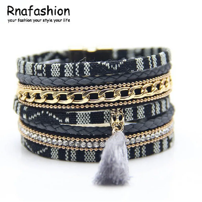 

Handmade Fashion Multilayer Trendy Vintage Female Femme Homme Male Punk Bead Charm Men Leather Bracelet For Women Jewelry 2018