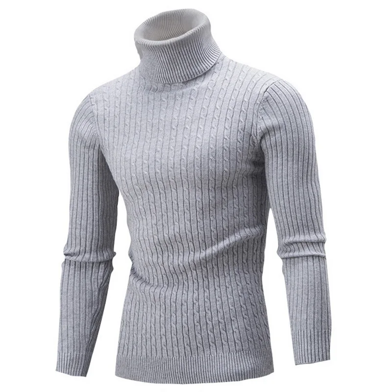 MONERFFI, осенне-зимний мужской свитер, Мужская водолазка, однотонный цвет, Повседневные свитера, мужские тонкие брендовые теплые вязаные пуловеры - Цвет: Gray Style 1