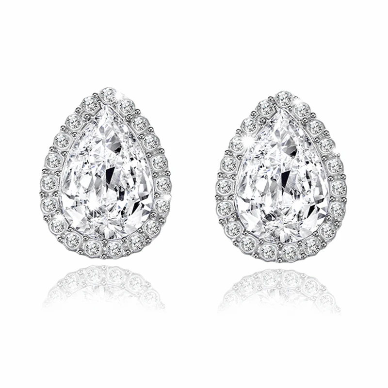 

E0251 New Austrian Crystal Earrings Pink Champagne CZ Rhinestone Drop Earrings Women Statement Jewelry Wholesale Accessories