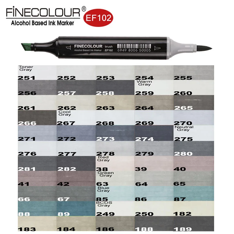 Finecolour EF102 щетка серого художественный маркер гибкий мягкий наконечник ручки 5/8/55 двухслойный чехол для смартфона с принтом Прохладный/теплый белый/натуральный/тон Серый маркеры нарисовать Render