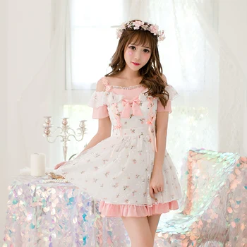 

Princess sweet lolita Candy Rain dress Japanese Floral Chiffon Dress,sweet princes slim lace printing dress C22AB7149