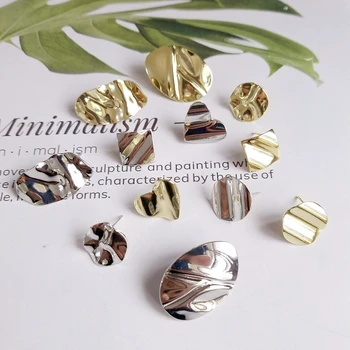 

Color-preserving Copper Ring rectangular Arc face Elliptic rectangular shape ear Pin DIY earpiece material