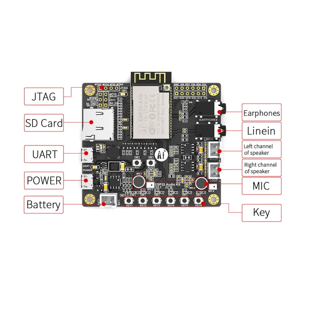 ESP32-Audio-Kit ESP32 аудио макетная плата Bluetooth модуль беспроводного доступа Wi-Fi двухъядерный 32-бит Процессор с ESP32-A1S 8 м серийный wi-fi FZ3404