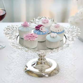 

13" Dessert plate Cake decoration stand Cake topper wedding silver Dessert plate with beads Snack plate Cake Decorating Supplies