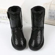 Новые женские ботинки; зимние классические Водонепроницаемые зимние ботинки из натуральной кожи; австралийский бренд; теплая черная женская обувь; botas mujer