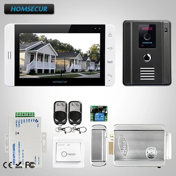 

HOMSECUR 7" Wired Video Door Phone Intercom System+Monitor for Apartme:L3:TC011-B Camera(Black)+TM703-W Monitor(White)+Lock