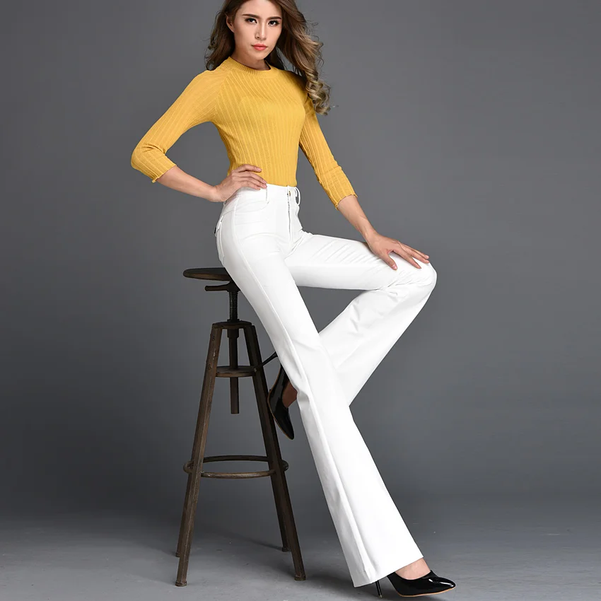white flare dress pants