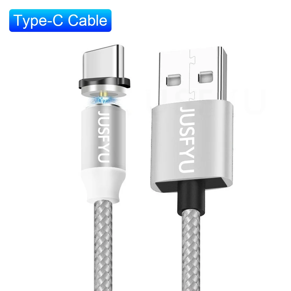 Магнитный кабель USB для быстрой зарядки кабель usb type C Магнитный кабель для зарядки данных Micro USB кабель для мобильного телефона USB шнур - Цвет: Silver for Type C