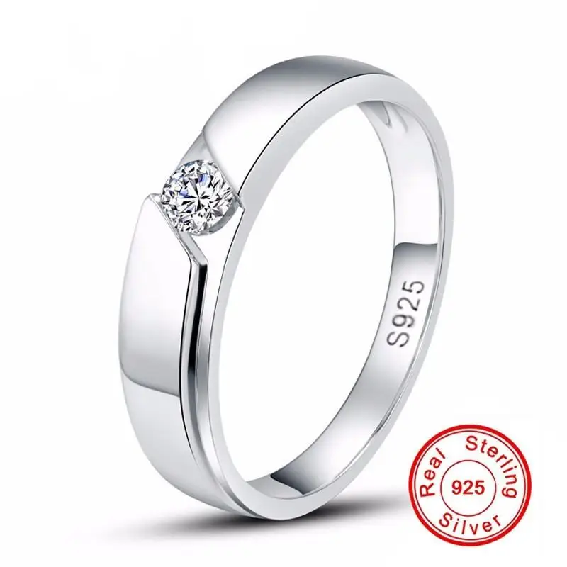 

Original Natural 925 Silver Wedding Rings for Men and Women 0.5Ct CZ Engagement Couple Rings Set For Lovers