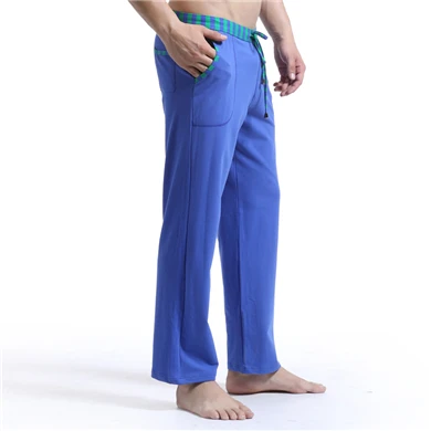 Брендовая одежда WJ мужские зимние осенние пижамные штаны сексуальные теплые хлопковые мужские штаны для сна модные штаны для сна мужская одежда Yogo - Цвет: Blue