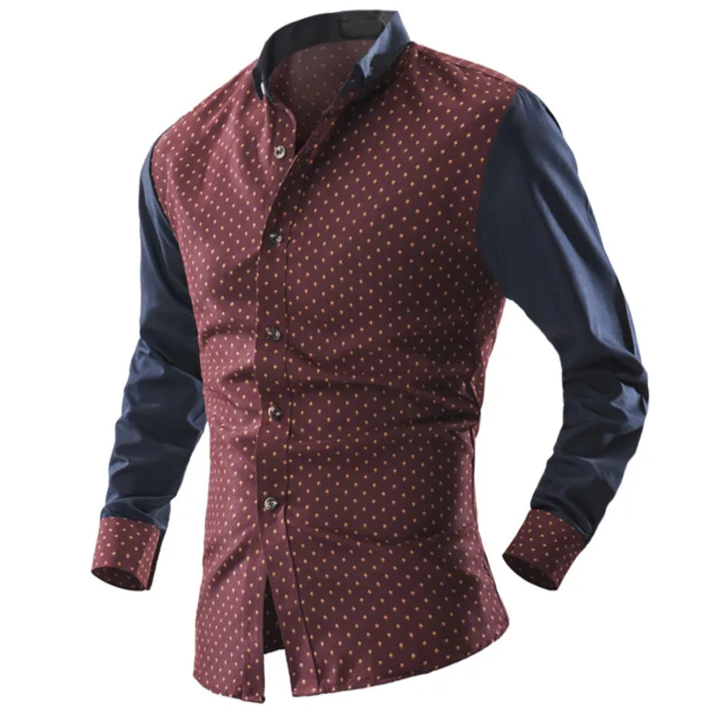 FDWERYNH 2018 мужские деловые рубашки в повседневном стиле Весна Осень Slim Fit Dot отложной