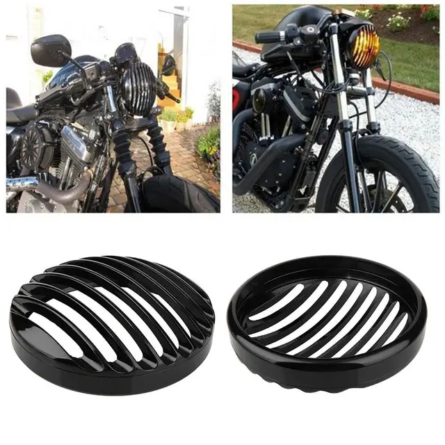 5 3/4'' Black Aluminum Headlight Grill Cover For Harley Davidson