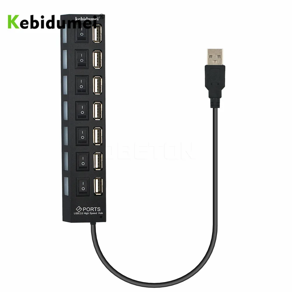 Kebidumei Высокоскоростной 7 портов usb-хаб Swithcer Hub СВЕТОДИОДНЫЙ индикатор 5 Гбит/с для портативных ПК Windows XP Win7/8 Linux, Mac OS