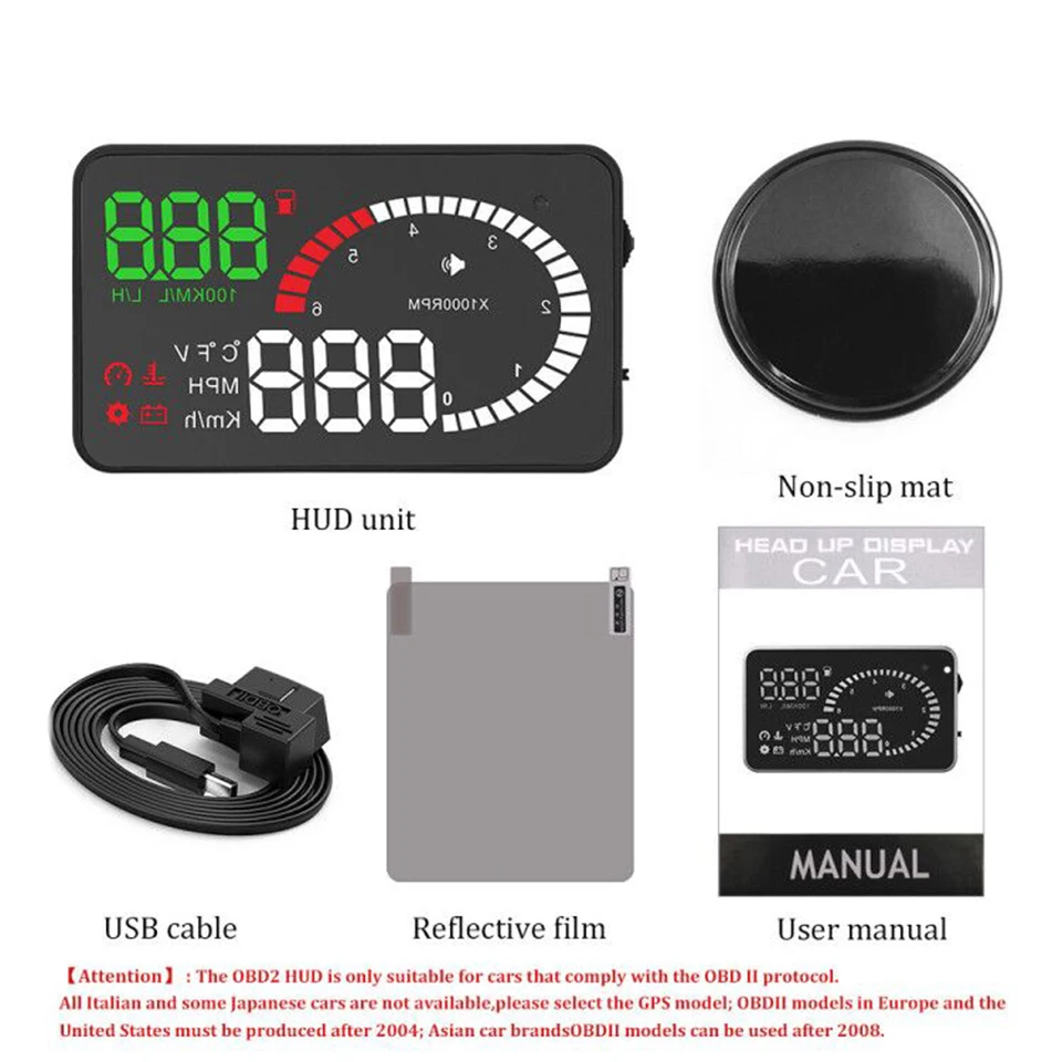 Дисплей на лобовое стекло Hud OBD2 прибор для измерения скорости автомобиля X6 3