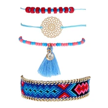 Богемное Бисероплетение Набор браслетов с золотыми бахромой цветок дамы