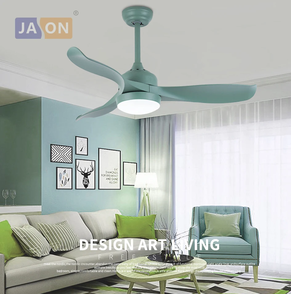 Us 271 15 15 Off Led Modern Iron Glass Abs Blue Green Pink Ceiling Fan Led Lamp Led Light Ceiling Lights Led Ceiling Light For Foyer Bedroom In