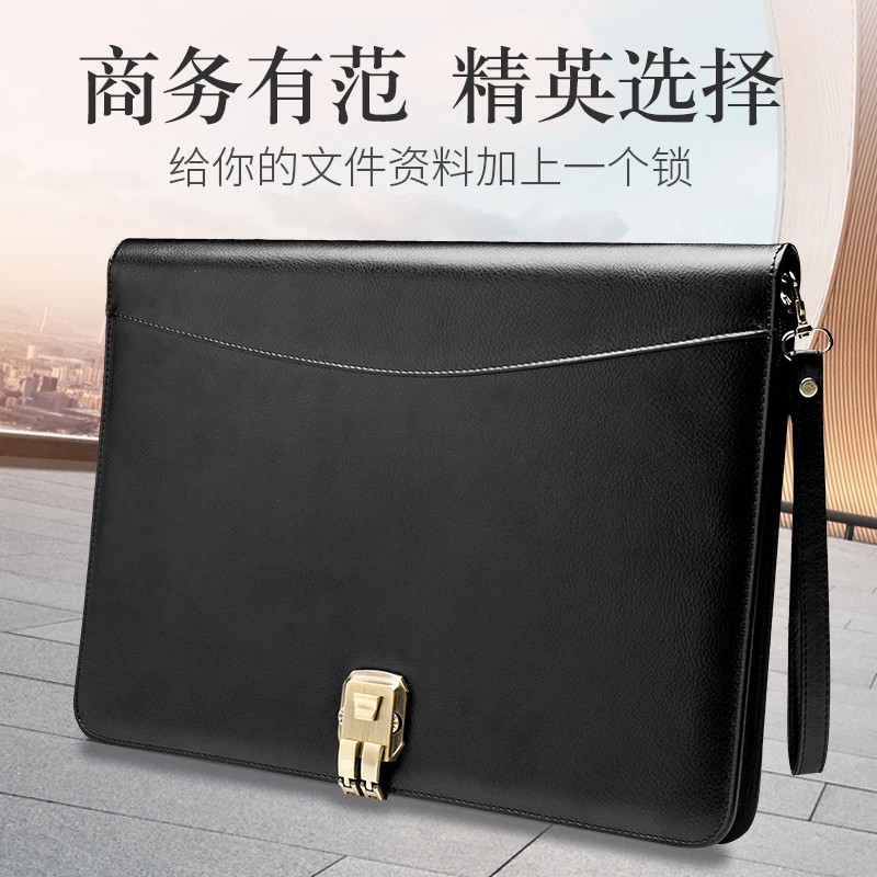 

Harphia A4 portable document bag with lock multi-function folder manager zipper contract holder lecture lock Notepad