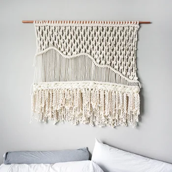 

Handmade Wall Tapestry Hanging Macrame Decorations Bohemia Handcraft Tassel Tapestry Background Wall Farmhouse Decor Boho