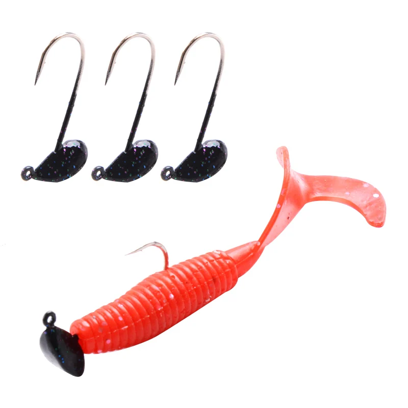 Fishing hook 5pcs 1.6g 2.5cm Barbed Lead Jig Head hook for Worm Soft
