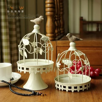 

2015 NEW Creative retro desktop birds cage candle candle holders flower racks Mediterranean style small birds iron candle stick