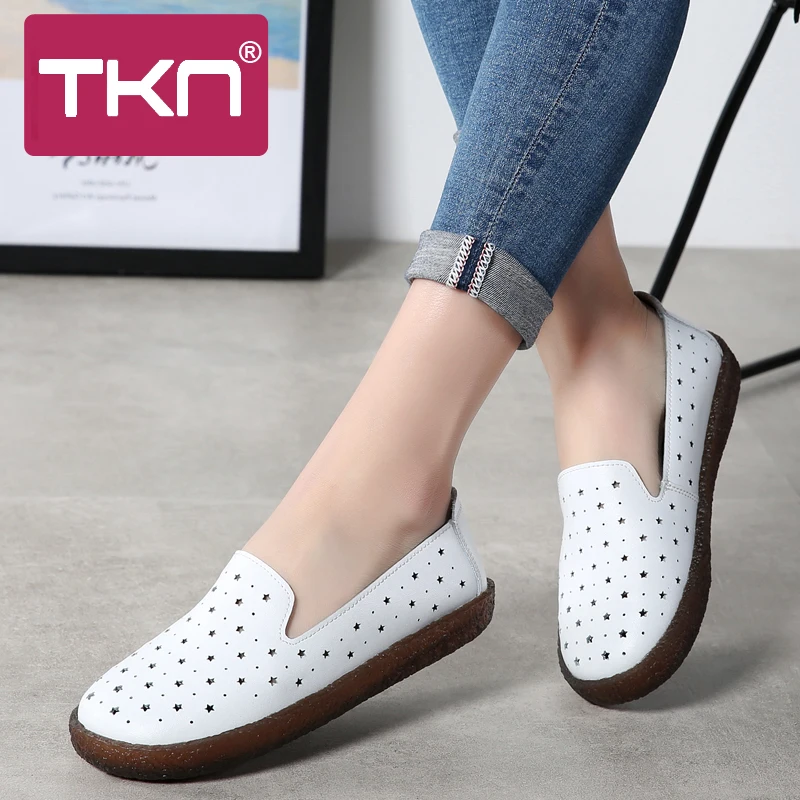 

TKN 2019 Summer women flats shoes women slip on flat loafers leather shoes ladies ballet flats boat shoes oxford shoes 1009
