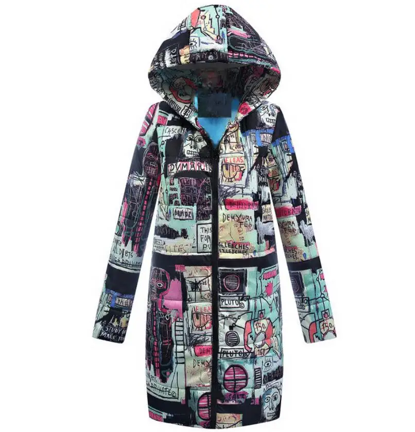 Taille As Extérieur Vêtements Vers 2018 Photo Russie Mince Femme En Commerce Imprimé La Manteau Bas Hiver Le Nouveau Grande Coton Longue qqtp40wH