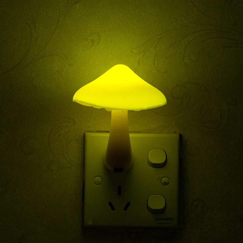 LED Night Light Room Decor Mushroom Wall Socket Lights Lamp for Kids Child Baby Light-controlled Sensor EU US Plug  (4)