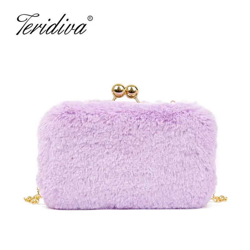 

Fashion Winter Small Cute Faux Fur Clutch Evening Bags for Women Crossbody Bag Warm Rabbit Hair Shoulder Messenger Bags Purse
