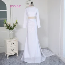 HVVLF официальные платья знаменитостей, Русалка из двух частей белый сексуальный с длинными рукавами и открытой спиной отстегивающиеся известные платья для красной дорожки