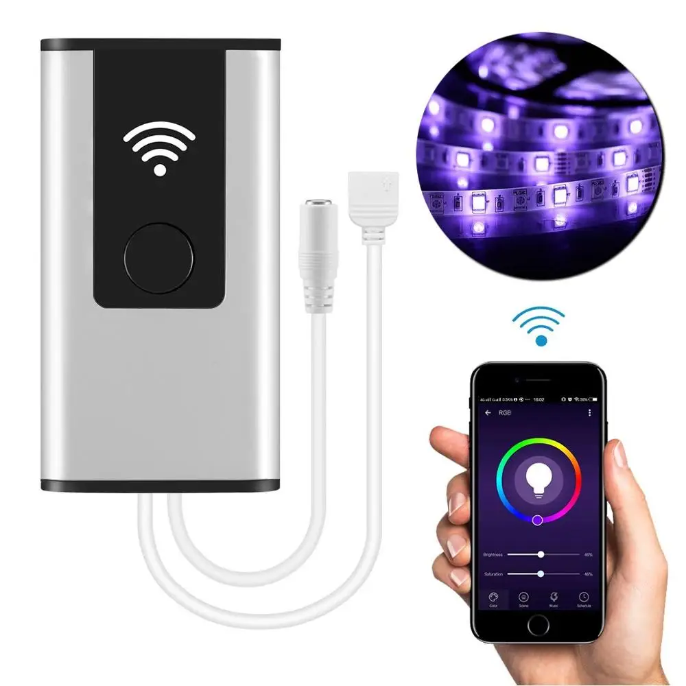 

Smart WIFI Wireless Controller for LED Light Strips to Sync Light with Music in Amazon Alexa and Google Home with APP Womo Smart